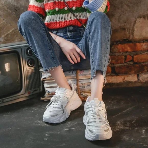 Mesh Sneakers Lace Up Running Casual Shoes for Women - Picture 3 of 4